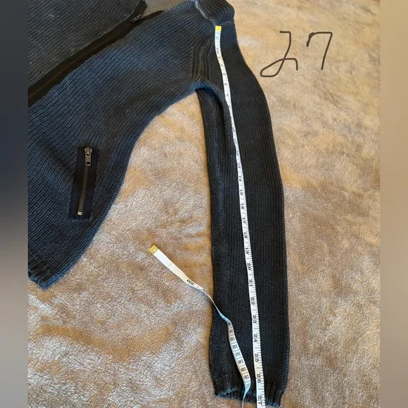 Soft Surroundings Sion Moto Sweater Gray Distressed Size Large Long Sleeve - Picture 5 of 5